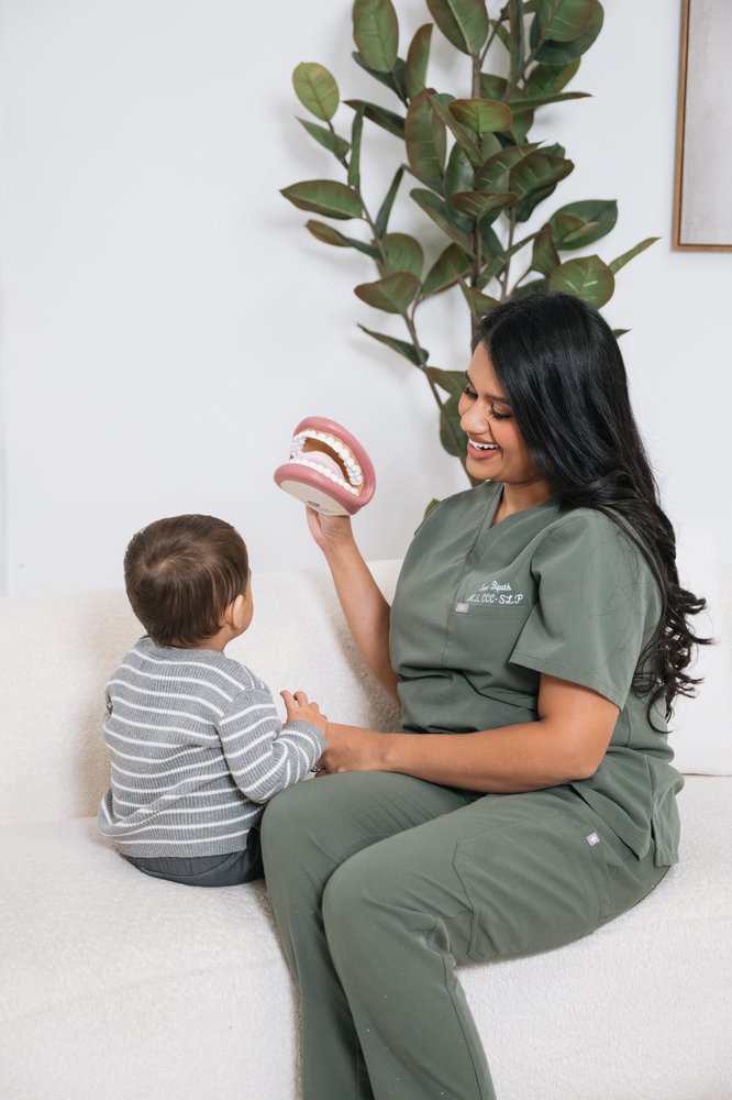 Sarah Bipath, SLP, during a pediatric speech therapy session